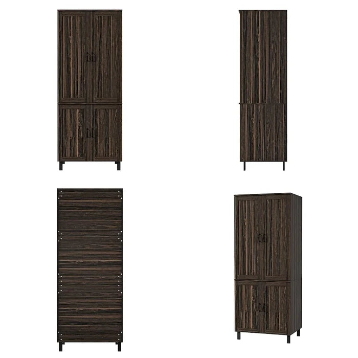 Dark Wood Grain Storage Cabinet with Double Doors and Adjustable Shelves