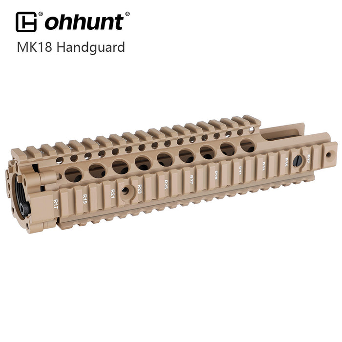 Desert Tan MK18 Quad Rail Handguard FSP Cutout Free Float Two-pieces Design for AR-15 - 9.6 inch