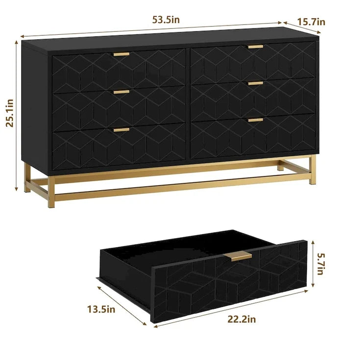 Dresser for Bedroom, 53.5" Large Drawer Dresser Storage Organizer