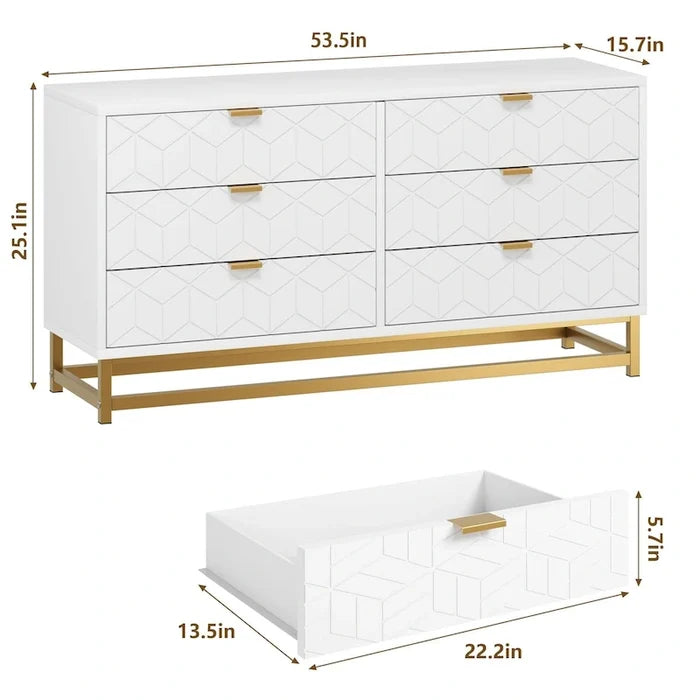 Dresser for Bedroom, 53.5" Large Drawer Dresser Storage Organizer