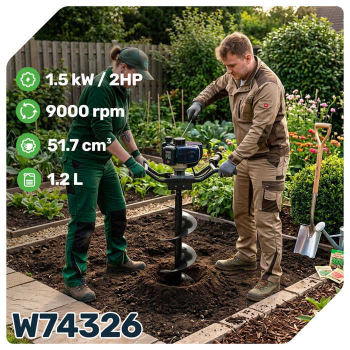 Dwuosobowa wiertnica spalinowa do gleby ziemi świder 2 KM +przedłużka i 3 wiertła WUBER