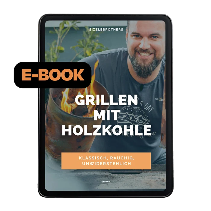 E-Book-Cover: Grillen mit Holzkohle, klassisch, rauchig, unwiderstehlich.