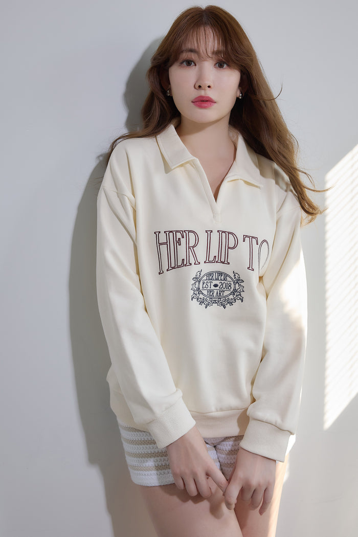 Embroidery Polo Sweatshirt