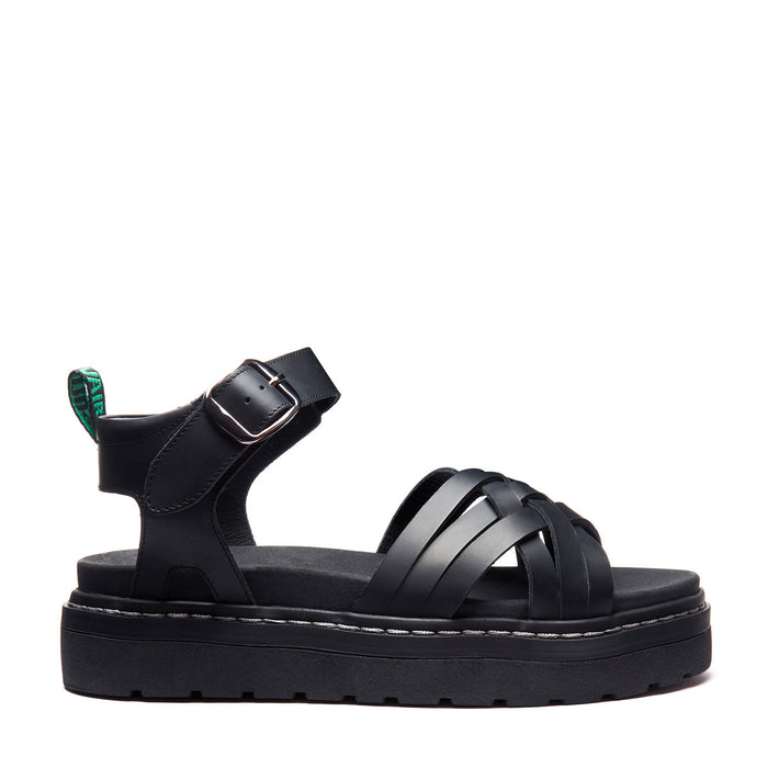 Eydon - Black Greasy One Strap Crossover Sandal