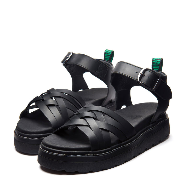 Eydon - Black Greasy One Strap Crossover Sandal