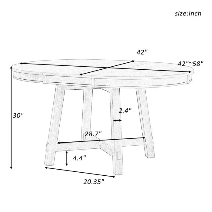 Farmhouse Round Extendable Dining Table with 16-Inch Leaf