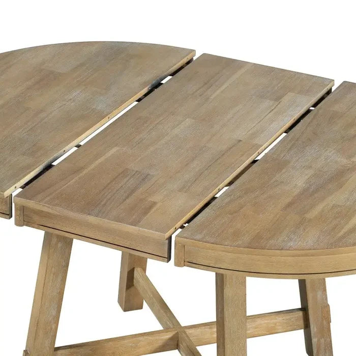 Farmhouse Round Extendable Dining Table with 16-Inch Leaf