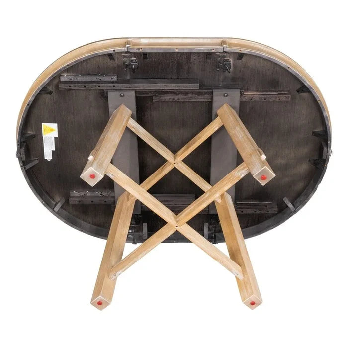 Farmhouse Round Extendable Dining Table with 16-Inch Leaf