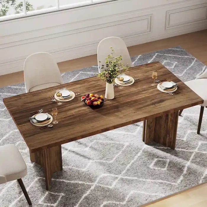Farmhouse Wood Rectangular Dinner Dining Table for Kitchen Dining Room