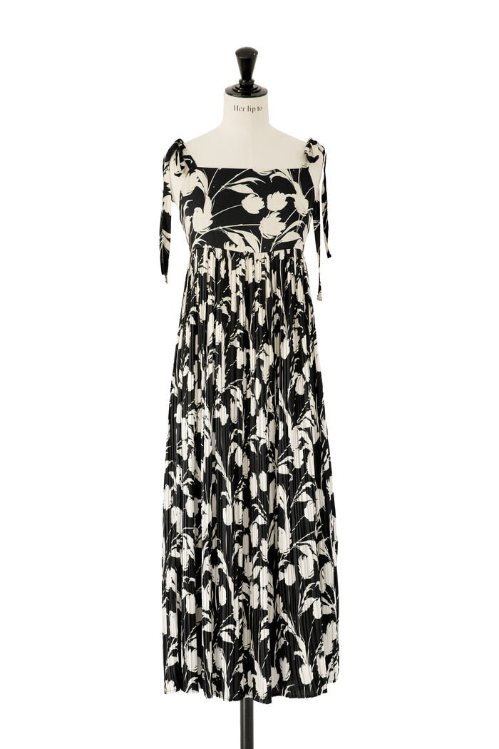 Floral Pleated Satin Cami Dress
