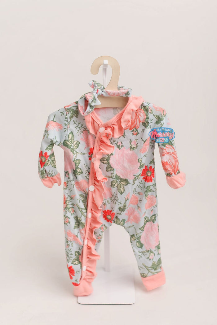 Floral Ruffle Sleeper with Bow — Little Mamas Nursery