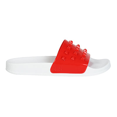 Carmen Sol Franco white jelly shoes in color red