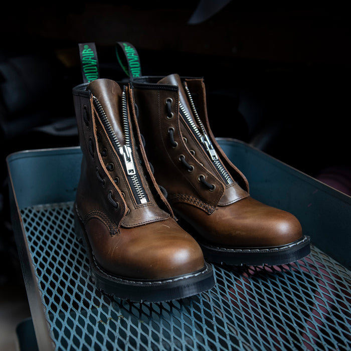 Gaucho Crazy Horse 8 Eye Derby Boot & Zip Guard