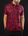 GOAT red zebra stripe golf polo
