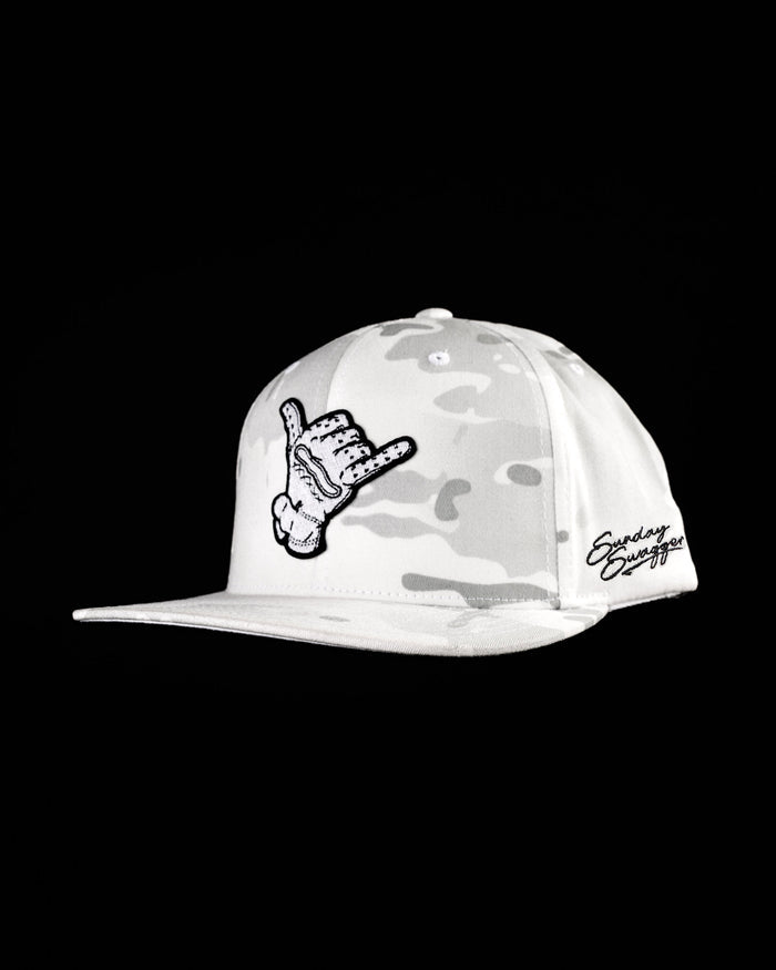 Hang Loose Multicam Snapback Hat - White