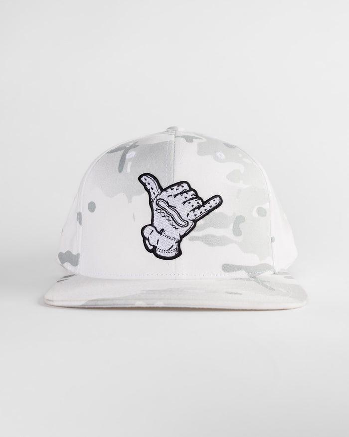 Hang Loose Multicam Snapback Hat - White