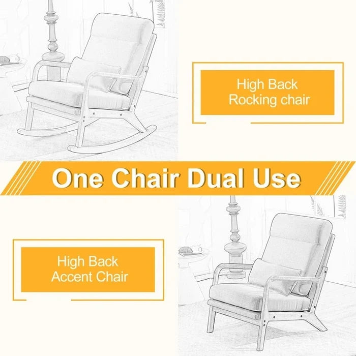 High-Back Dual-Use Upholstered Rocking Chair Accent Chair
