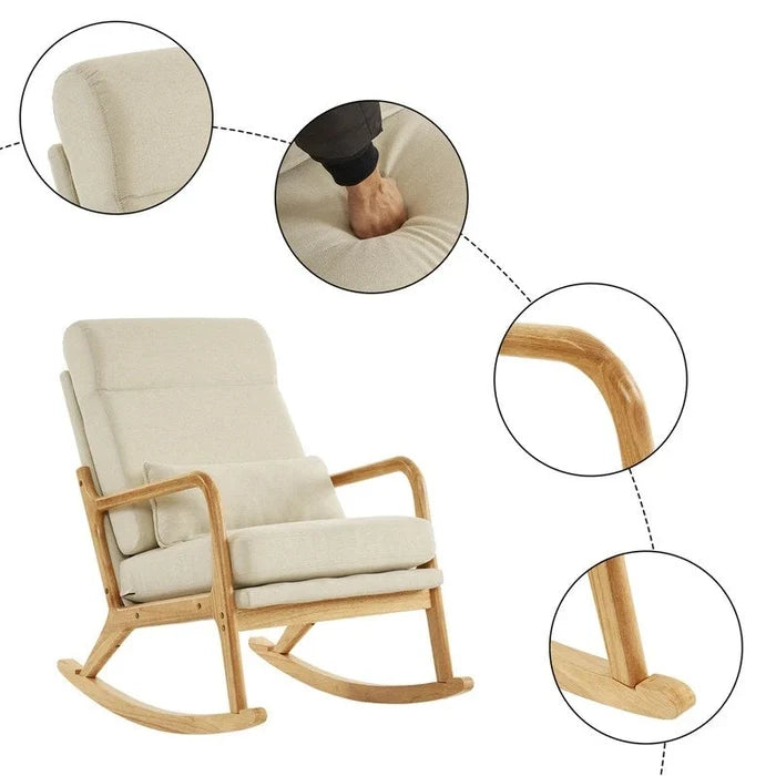 High-Back Dual-Use Upholstered Rocking Chair Accent Chair