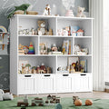 Homfa 7 Toy Storage Cube Organizer, Kids Geometric Bookcase and Bookshelf with 4 Drawers, White