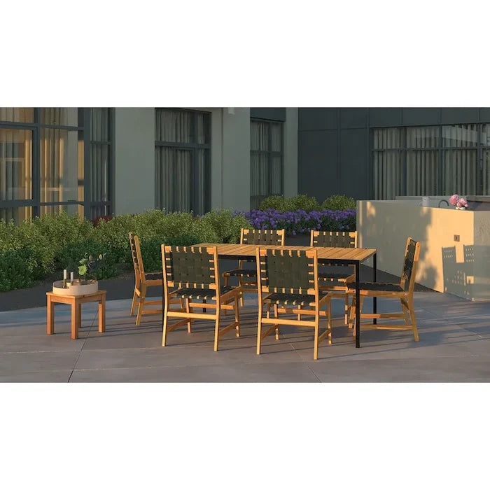 Indoor-Outdoor Armless Dining Side Chair, Black
