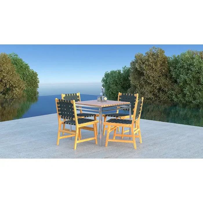 Indoor-Outdoor Armless Dining Side Chair, Black
