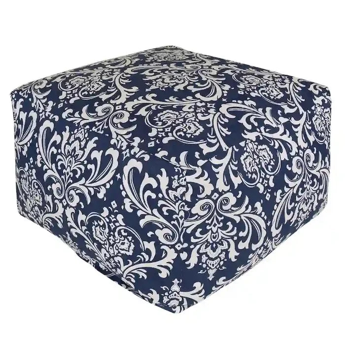 Indoor Outdoor Navy Ottoman Pouf 27 in L x 27 in W x 17 in H