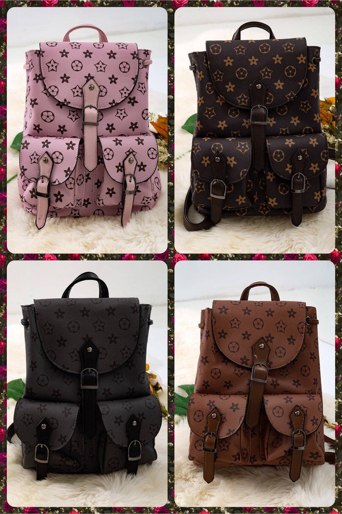Khaki Girls Pleather Mini Backpack (front view) — Little Mamas Nursery