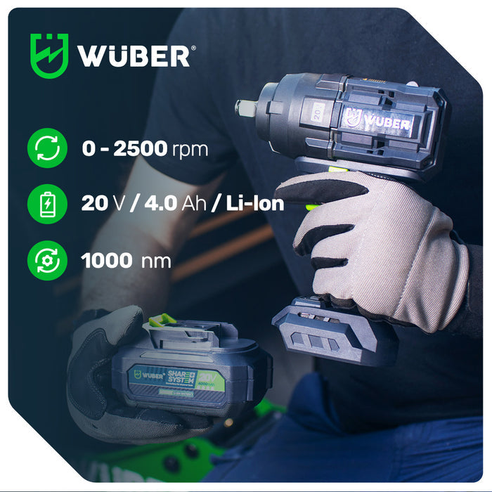 Klucz udarowy akumulatorowy bezszczotkowy 1000 Nm 20 V LED SOLO WUBER
