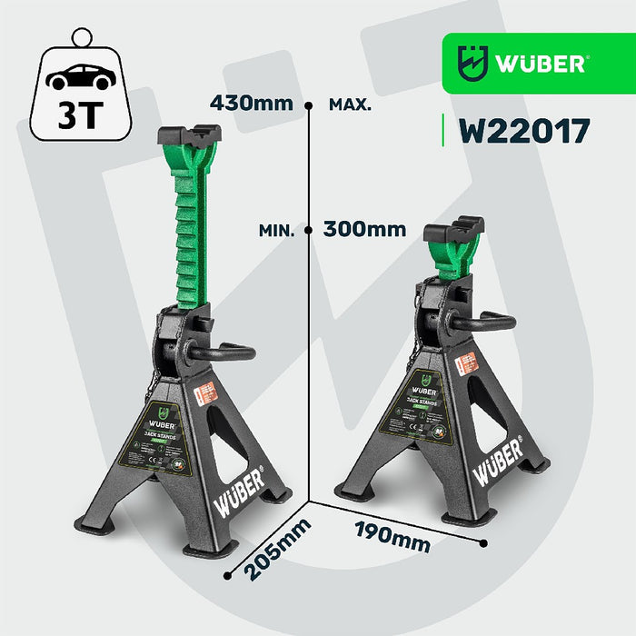 Minimalna i maksymalna wysokość podnoszenia kobyłkami - od 300 do 430 mm