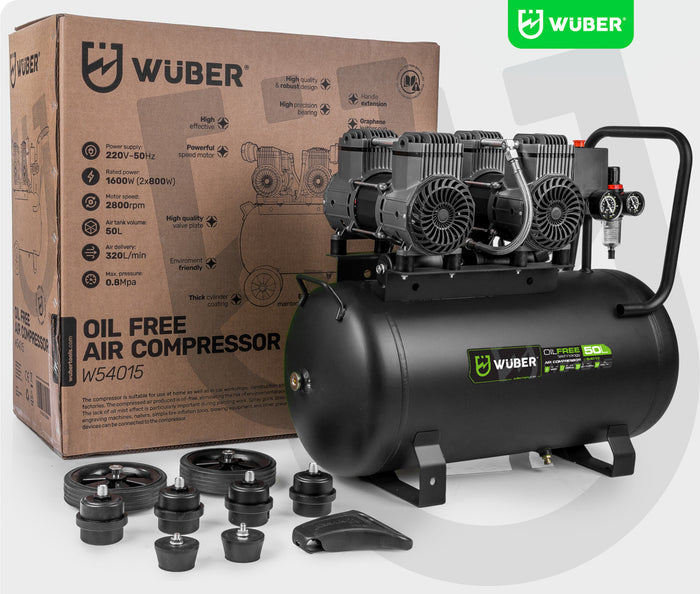 Kompresor bezolejowy 50 l 1600 W 4 cylindry WUBER