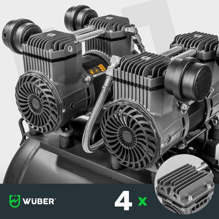 Kompresor bezolejowy 50 l 1600 W 4 cylindry WUBER