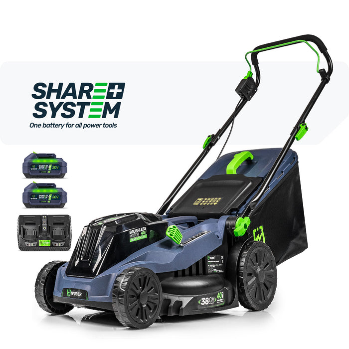 Kosiarka akumulatorowa bezszczotkowa 38 cm 40 V +2 akumulatory Share+ System WUBER