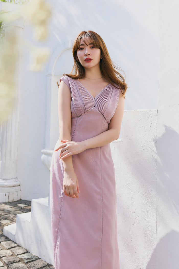 Lace Trimmed Jacquard Dress
