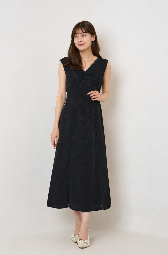 Lace Trimmed Jacquard Dress