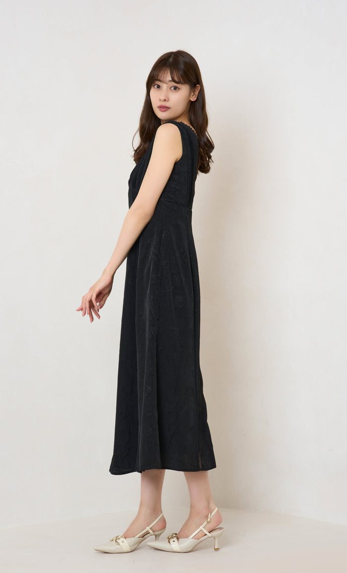 Lace Trimmed Jacquard Dress