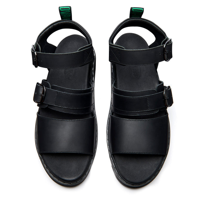 Lavendon - Black Greasy Two Strap Sandal