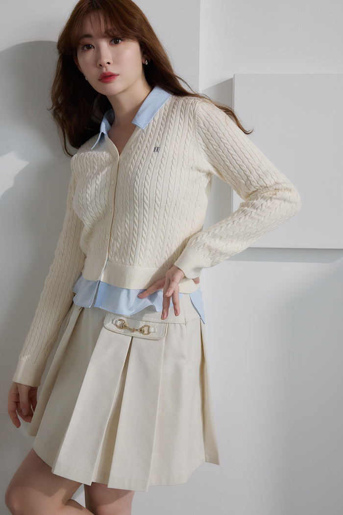 Layered Cable Knit Cardigan