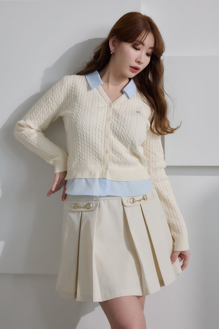 Layered Cable Knit Cardigan