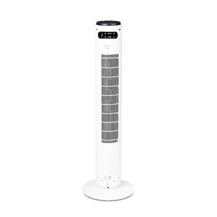 Levoit Classic 42-Inch Smart Tower Fan with easy-to-use control panel and sleek white design