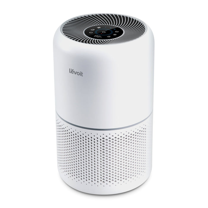 Levoit Core® 300S Smart Air Purifier  featuring a sleek design with top controls and an air filtration system.