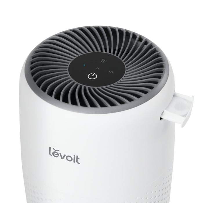 Levoit Core® Mini-P Air Purifier top view with control panel, showing sleek design and easy-to-use interface. Ideal for small spaces.