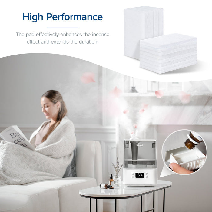 Levoit Humidifier with aroma pad enhancing fragrance and extending the duration, creating a relaxing atmosphere with essential oils