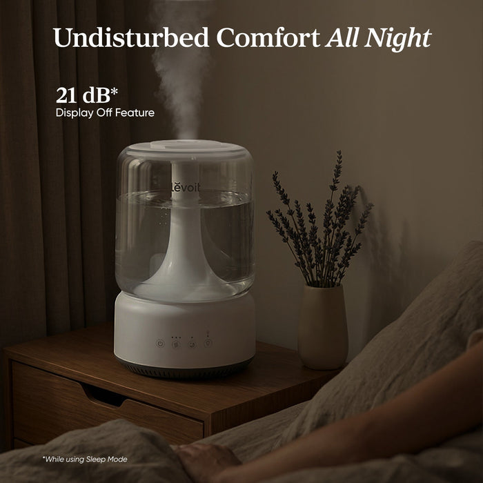 Levoit Neo 450 Humidifier: 21dB ultra-quiet operation with display-off sleep mode for undisturbed, all-night home comfort.