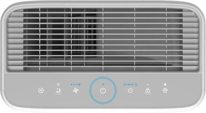 Top control panel view of Levoit Vital 200S-P Smart Air Purifier showing touch display and air outlet grille