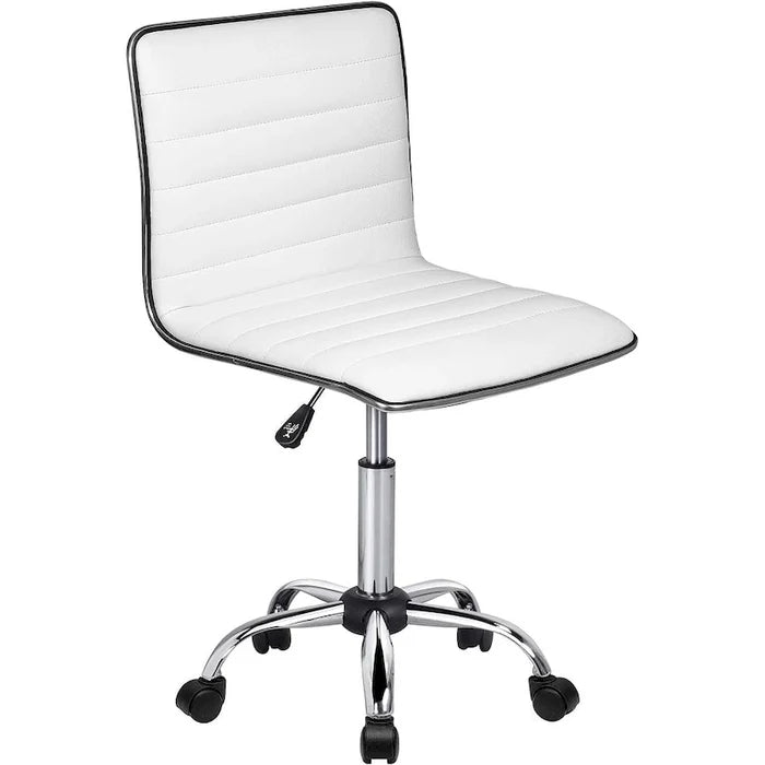 BOSSIN Adjustable Home Office Chair, Mid-Back Armless Ribbed Swivel Task Chair,Vanity Chair for Small Space, Livingroom Make-up