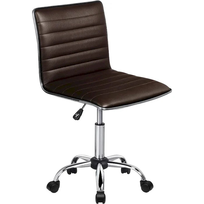 Low Back Armless PU Leather Swivel Task Chair for Home Office Desk
