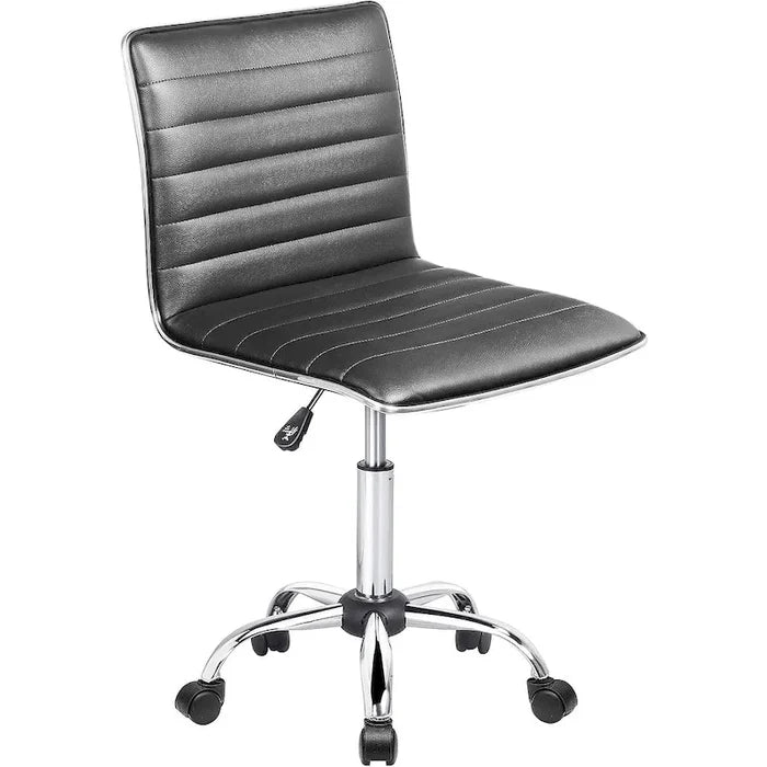 Low Back Armless PU Leather Swivel Task Chair for Home Office Desk