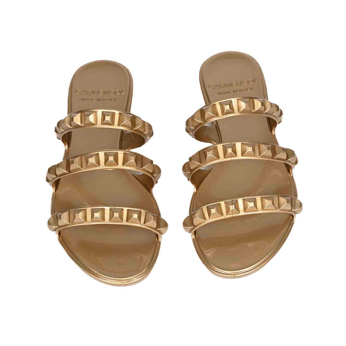 Maria 3 Strap Flat Jelly Sandals - Metallic Jelly