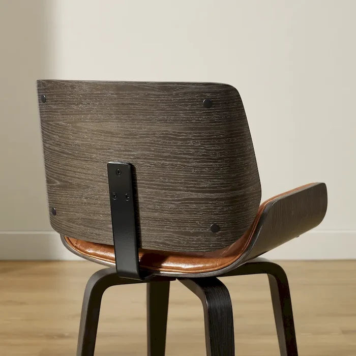 Mid-Century Faux Leather Swivel Bentwood Dining Chair