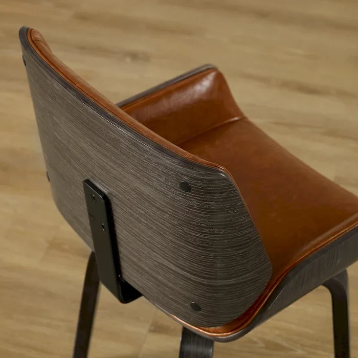 Mid-Century Faux Leather Swivel Bentwood Dining Chair
